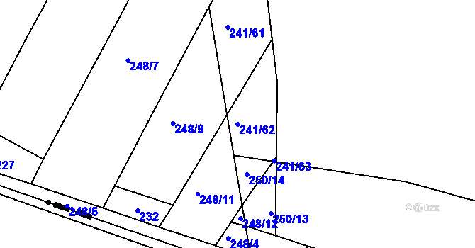 Parcela st. 241/62 v KÚ Březhrad, Katastrální mapa