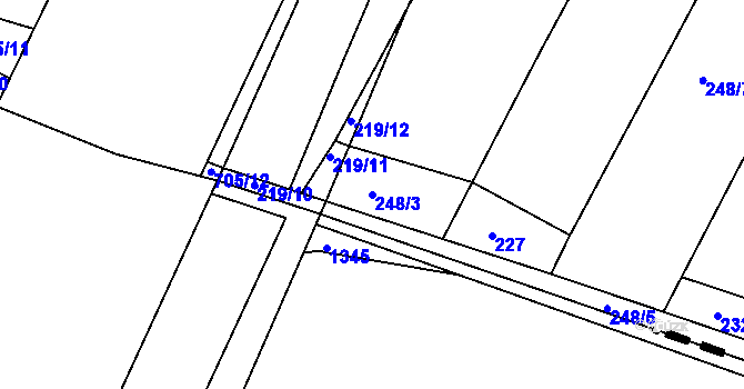 Parcela st. 248/3 v KÚ Březhrad, Katastrální mapa