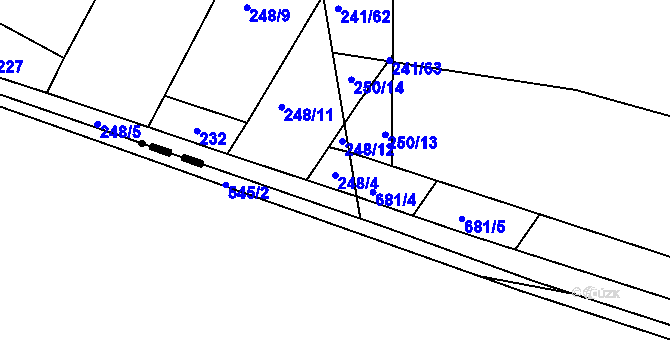 Parcela st. 248/4 v KÚ Březhrad, Katastrální mapa