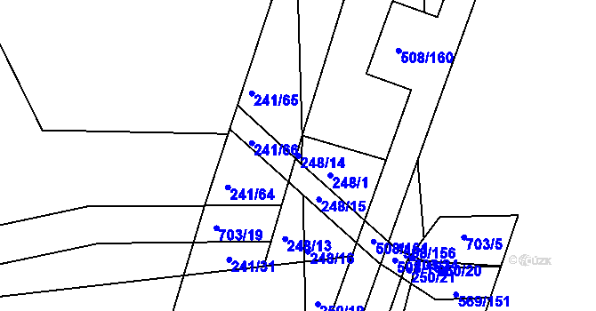 Parcela st. 248/14 v KÚ Březhrad, Katastrální mapa