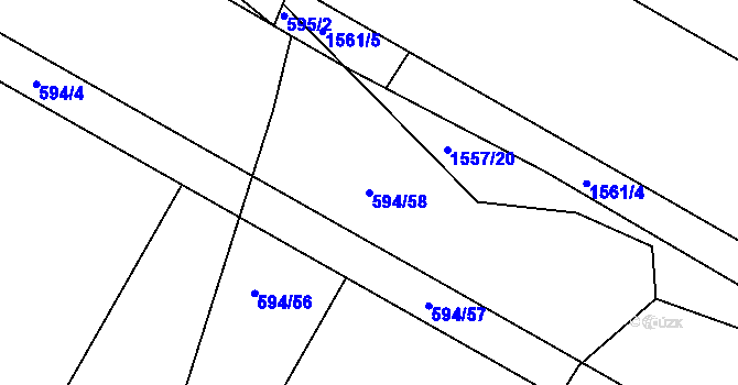 Parcela st. 594/58 v KÚ Březhrad, Katastrální mapa