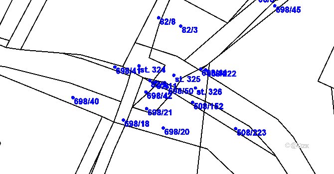 Parcela st. 698/50 v KÚ Březhrad, Katastrální mapa