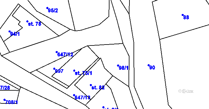 Parcela st. 98/2 v KÚ Březí u Říčan, Katastrální mapa
