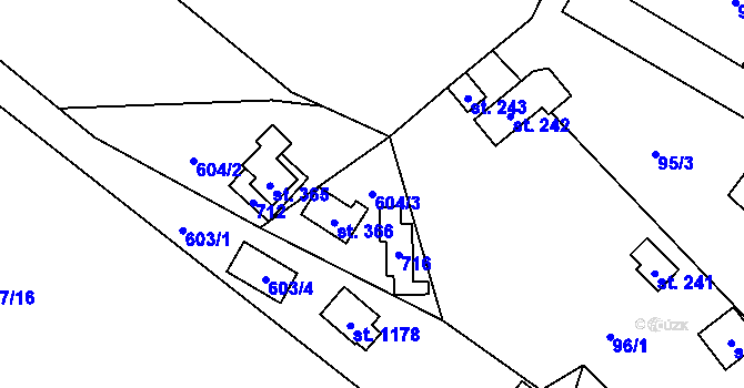 Parcela st. 604/3 v KÚ Březí u Říčan, Katastrální mapa