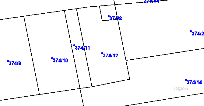 Parcela st. 374/12 v KÚ Březí u Říčan, Katastrální mapa