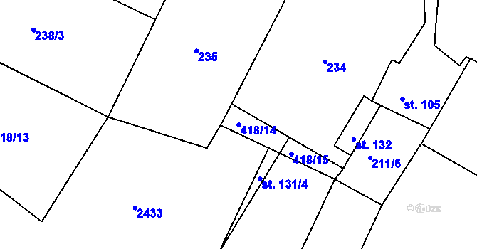Parcela st. 418/14 v KÚ Březí u Blatné, Katastrální mapa