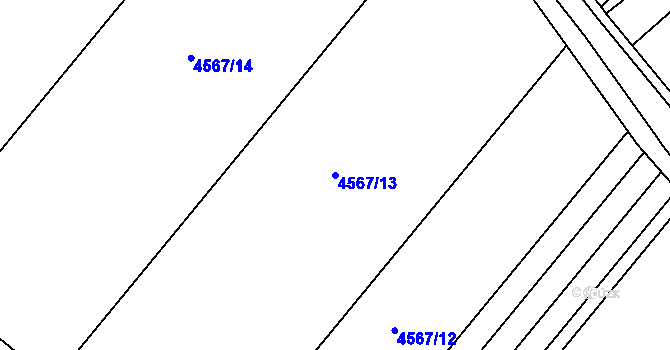 Parcela st. 4567/13 v KÚ Březí u Mikulova, Katastrální mapa