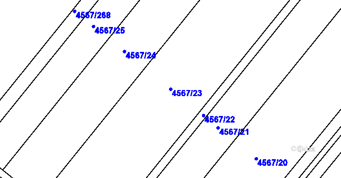Parcela st. 4567/23 v KÚ Březí u Mikulova, Katastrální mapa