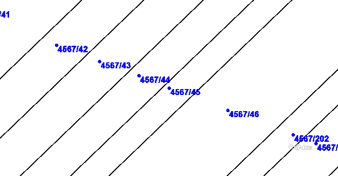 Parcela st. 4567/45 v KÚ Březí u Mikulova, Katastrální mapa