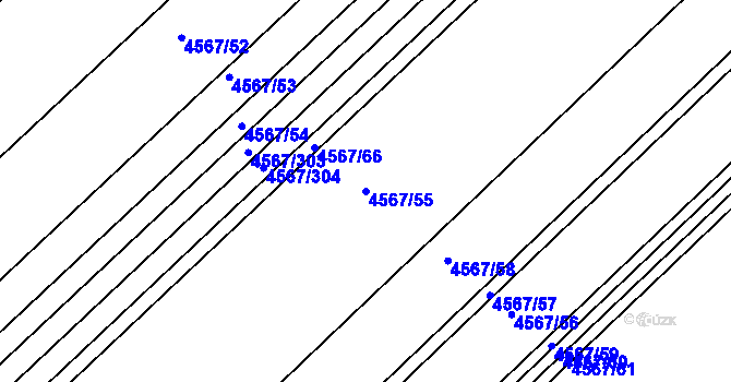 Parcela st. 4567/55 v KÚ Březí u Mikulova, Katastrální mapa