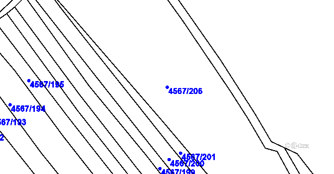 Parcela st. 4567/206 v KÚ Březí u Mikulova, Katastrální mapa