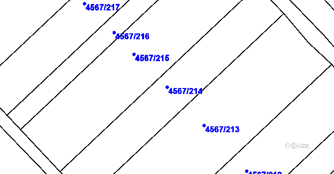 Parcela st. 4567/214 v KÚ Březí u Mikulova, Katastrální mapa