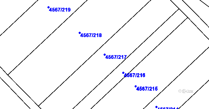 Parcela st. 4567/217 v KÚ Březí u Mikulova, Katastrální mapa