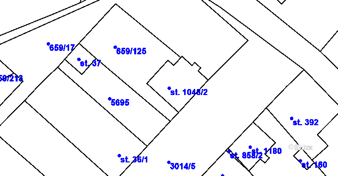 Parcela st. 1048/2 v KÚ Březí u Mikulova, Katastrální mapa