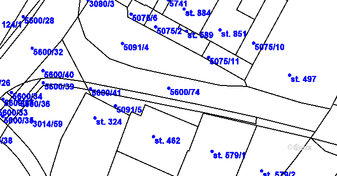 Parcela st. 5600/74 v KÚ Březí u Mikulova, Katastrální mapa