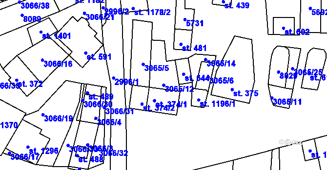 Parcela st. 3065/12 v KÚ Březí u Mikulova, Katastrální mapa