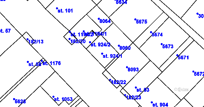 Parcela st. 924/1 v KÚ Březí u Mikulova, Katastrální mapa