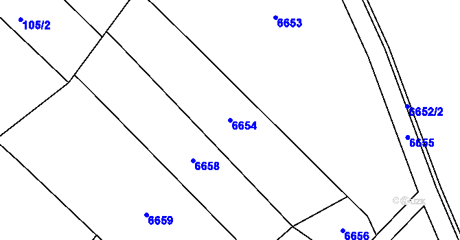Parcela st. 6654 v KÚ Březí u Mikulova, Katastrální mapa