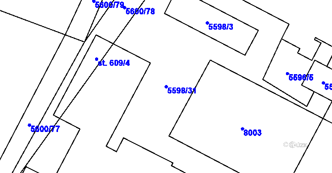 Parcela st. 5598/31 v KÚ Březí u Mikulova, Katastrální mapa
