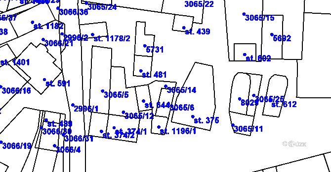 Parcela st. 3065/14 v KÚ Březí u Mikulova, Katastrální mapa