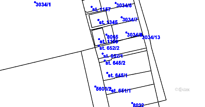 Parcela st. 652/1 v KÚ Březí u Mikulova, Katastrální mapa