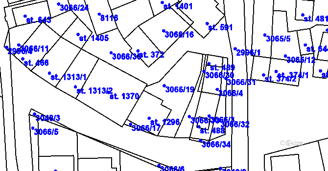 Parcela st. 3066/19 v KÚ Březí u Mikulova, Katastrální mapa