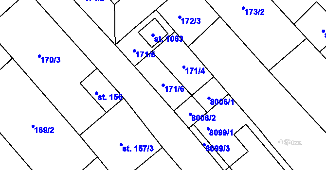 Parcela st. 171/6 v KÚ Březí u Mikulova, Katastrální mapa