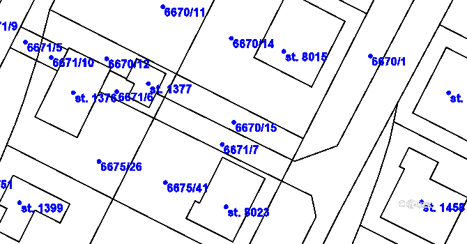 Parcela st. 6670/15 v KÚ Březí u Mikulova, Katastrální mapa