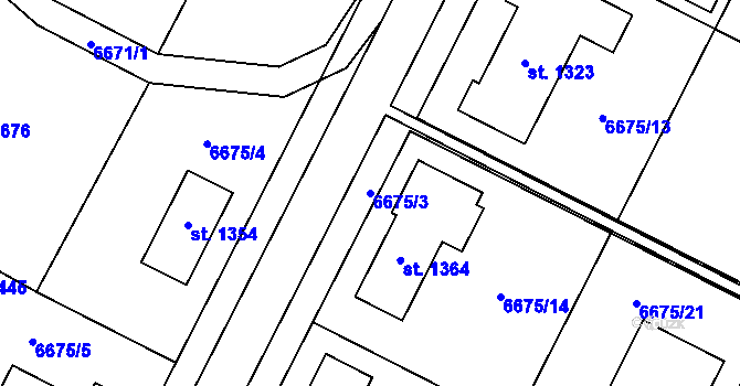 Parcela st. 6675/3 v KÚ Březí u Mikulova, Katastrální mapa