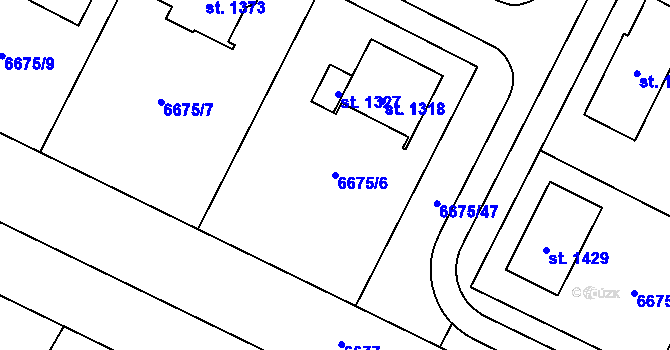 Parcela st. 6675/6 v KÚ Březí u Mikulova, Katastrální mapa