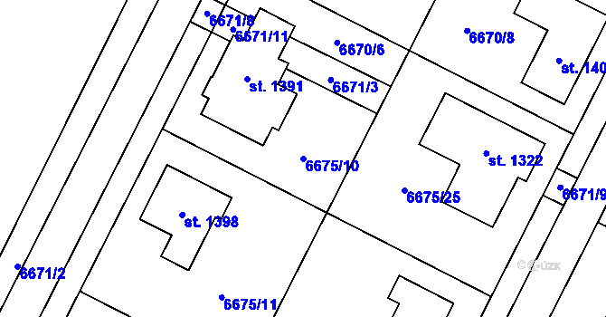 Parcela st. 6675/10 v KÚ Březí u Mikulova, Katastrální mapa