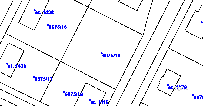 Parcela st. 6675/19 v KÚ Březí u Mikulova, Katastrální mapa
