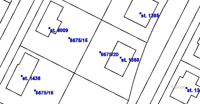 Parcela st. 6675/20 v KÚ Březí u Mikulova, Katastrální mapa