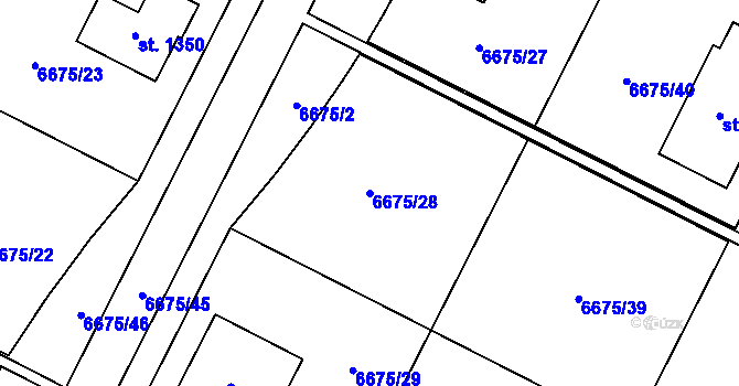 Parcela st. 6675/28 v KÚ Březí u Mikulova, Katastrální mapa