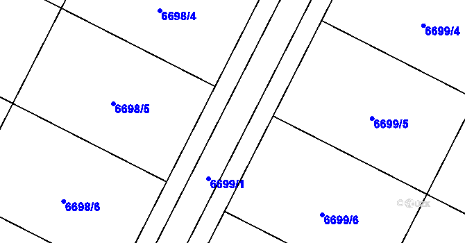 Parcela st. 6699/1 v KÚ Březí u Mikulova, Katastrální mapa