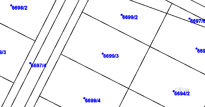 Parcela st. 6699/3 v KÚ Březí u Mikulova, Katastrální mapa