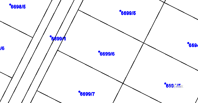 Parcela st. 6699/6 v KÚ Březí u Mikulova, Katastrální mapa
