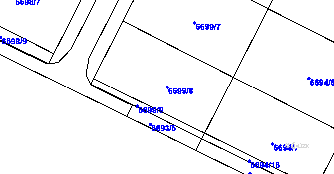 Parcela st. 6699/8 v KÚ Březí u Mikulova, Katastrální mapa
