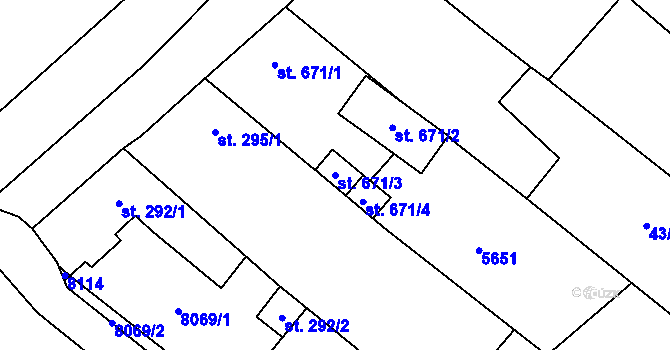 Parcela st. 671/3 v KÚ Březí u Mikulova, Katastrální mapa