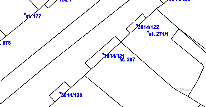 Parcela st. 3014/121 v KÚ Březí u Mikulova, Katastrální mapa