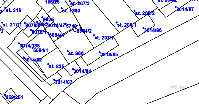 Parcela st. 3014/85 v KÚ Březí u Mikulova, Katastrální mapa