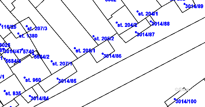 Parcela st. 3014/86 v KÚ Březí u Mikulova, Katastrální mapa