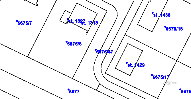 Parcela st. 6675/47 v KÚ Březí u Mikulova, Katastrální mapa