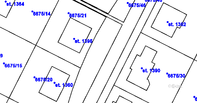 Parcela st. 6675/46 v KÚ Březí u Mikulova, Katastrální mapa