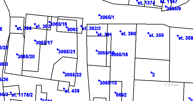 Parcela st. 3065/19 v KÚ Březí u Mikulova, Katastrální mapa