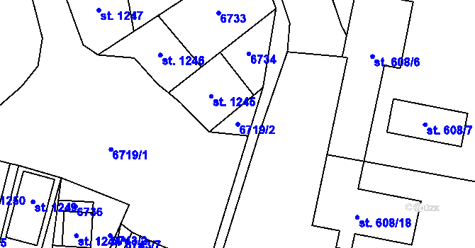 Parcela st. 6719/2 v KÚ Březí u Mikulova, Katastrální mapa
