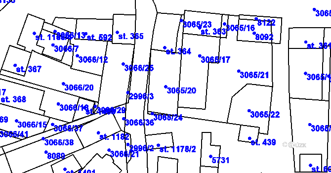 Parcela st. 3065/20 v KÚ Březí u Mikulova, Katastrální mapa