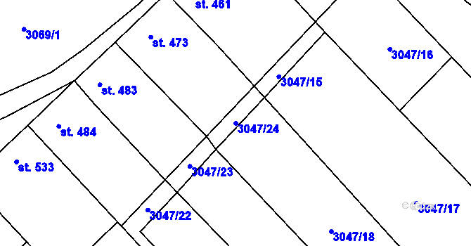Parcela st. 3047/24 v KÚ Březí u Mikulova, Katastrální mapa