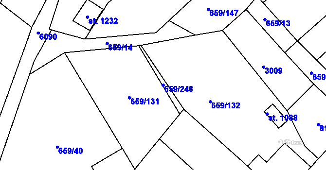Parcela st. 659/248 v KÚ Březí u Mikulova, Katastrální mapa