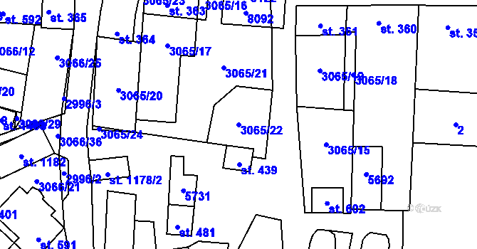 Parcela st. 3065/22 v KÚ Březí u Mikulova, Katastrální mapa